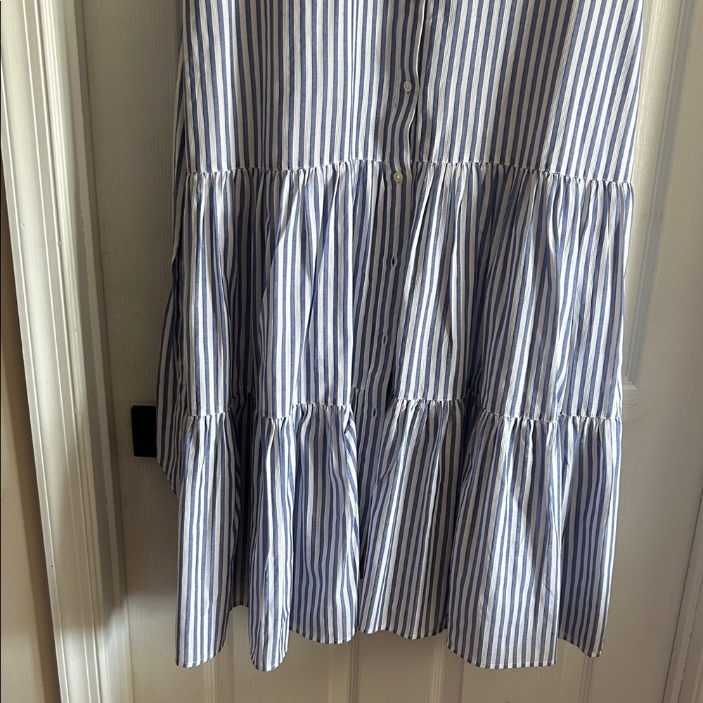 Lauren Ralph Lauren Striped Blue & White Tiered Shirt Dress - Picture 4 of 9